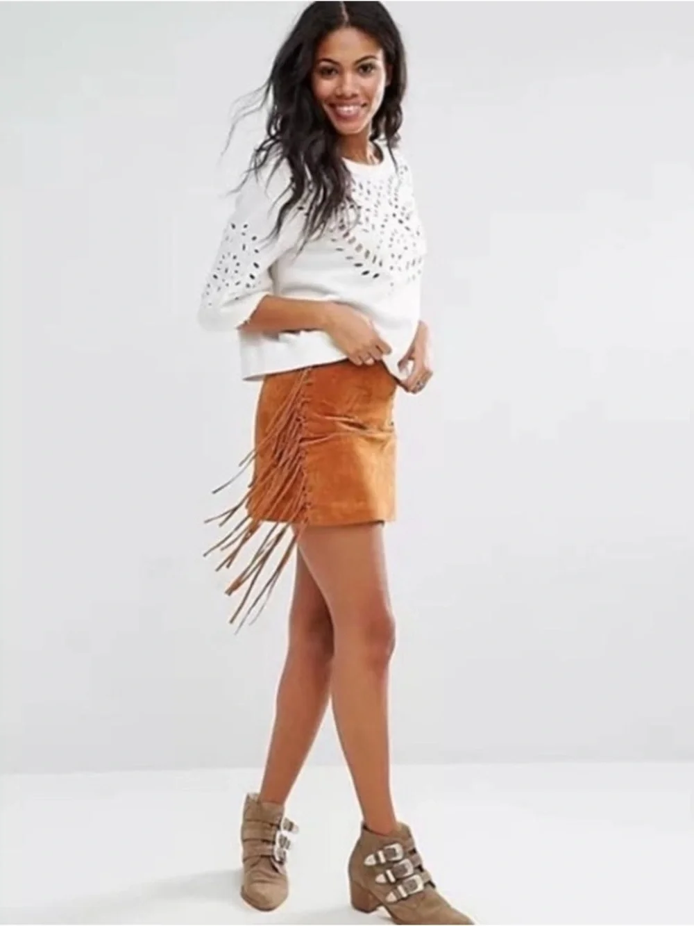 Free People Crumpette Cropped Eyelet Sweatshirt Ivory Boho Cottagecore Small